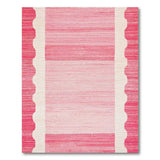 Ombre Pink Scalloped Edge Striped Area Rug