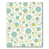 Teal Yellow Floral Pattern Area Rug
