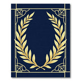 Navy Blue Gold Laurel Wreath Area Rug