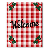 Festive Red Gingham Welcome Holly Rug