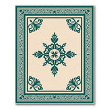 Teal Medallion Persian Area Rug on Beige