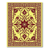Intricate Red Floral Persian Area Rug on Yellow