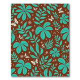 Teal Leaves Butterflies Brown Pattern Area Rug