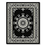 Traditional Persian Intricate Black White Persian Medallion Area Rug