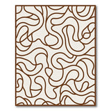 Abstract Wavy Brown Lines on Beige Area Rug