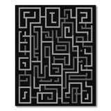 Labyrinth Maze Black White Geometric Area Rug