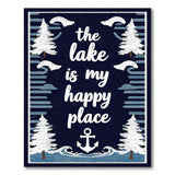 The Lake is My Happy Place Navy Blue Area Rug