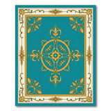 Traditional Persian Blue and Teal Ornate Teal Gold Medallion Area Rug