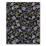 Purple Rose Floral Area Rug on Black