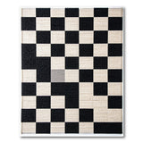 Modern Black White Checkered Woven Area Rug