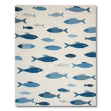 Playful Blue Fish Coastal Area Rug