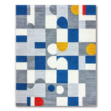 Modern Geometric Abstract Area Rug in Blue Multi-Color