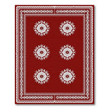 Red Floral Medallion Area Rug with Lace Border