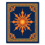 Navy Blue Fiery Starburst Mandala Rug