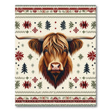 Festive Highland Cow Knit Christmas Area Rug