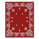 Red Persian Area Rug with Intricate White Floral Motifs