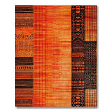 ODIKA Washable Orange Tribal Geometric Area Rug, Non-Slip Low Pile Home Decor