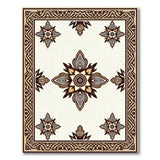 Cream Persian Medallion Area Rug with Ornate Tan Border
