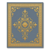 Gold Filigree Medallion Blue Area Rug