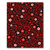 Red Swirling Floral Area Rug