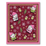 Whimsical Cartoon Gnomes Lanterns Snowflakes Rug