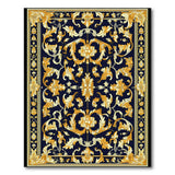 Navy Gold Ornate Floral Area Rug