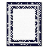Navy Geometric Wavy Border Area Rug