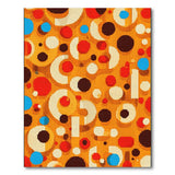 Vibrant Orange Multi-Color Geometric Circle Rug