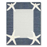 Navy Starfish Border Coastal Woven Rug