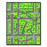 Kids Cartoon City Street Road Rug with Cars Train