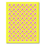 Sunny Yellow Area Rug with Vibrant Pink Flowers