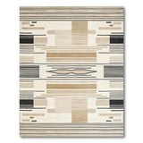 Modern Geometric Black Line Area Rug in Beige