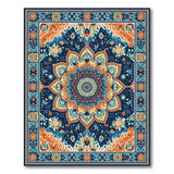 Navy Mandala Persian Area Rug with Vibrant Accents