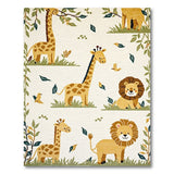 Playful Giraffe Lion Kids Cartoon Rug