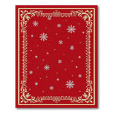 Festive Red Snowflake Rug with Ornate Gold Border