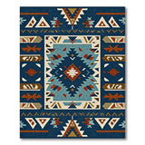 Southwestern Teal Navy Geometric Area Rug
