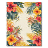 ODIKA Tropical Hibiscus Washable Rug - Low Pile Non-Slip Botanical Floral Area Rug
