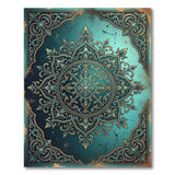 Ornate Teal Mandala Persian Traditional Persian Area Rug
