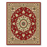 ODIKA Washable Traditional Oriental Area Rug - Non-Slip Low Pile Red Medallion Carpet