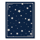 Starry Navy Blue Area Rug with White Frame