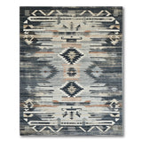 Distressed Southwestern Grey Tribal Rug