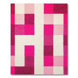 Bold Pink Geometric Block Area Rug