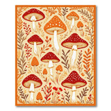 Orange Whimsical Mushroom Meadow Area Rug
