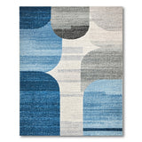 Abstract Blue Grey Geometric Area Rug