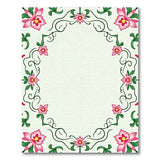Ornate Pink Floral Frame Pink Area Rug