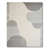 Grey Abstract Curved Grey Area Rug
