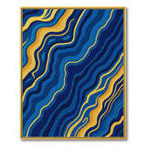 Navy Blue Gold Wave Abstract Area Rug