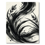 Abstract Black Ink Flow Grasses Area Rug