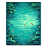 Verdant Teal Koi Pond Area Rug
