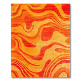 Vibrant Orange Wavy Geometric Area Rug